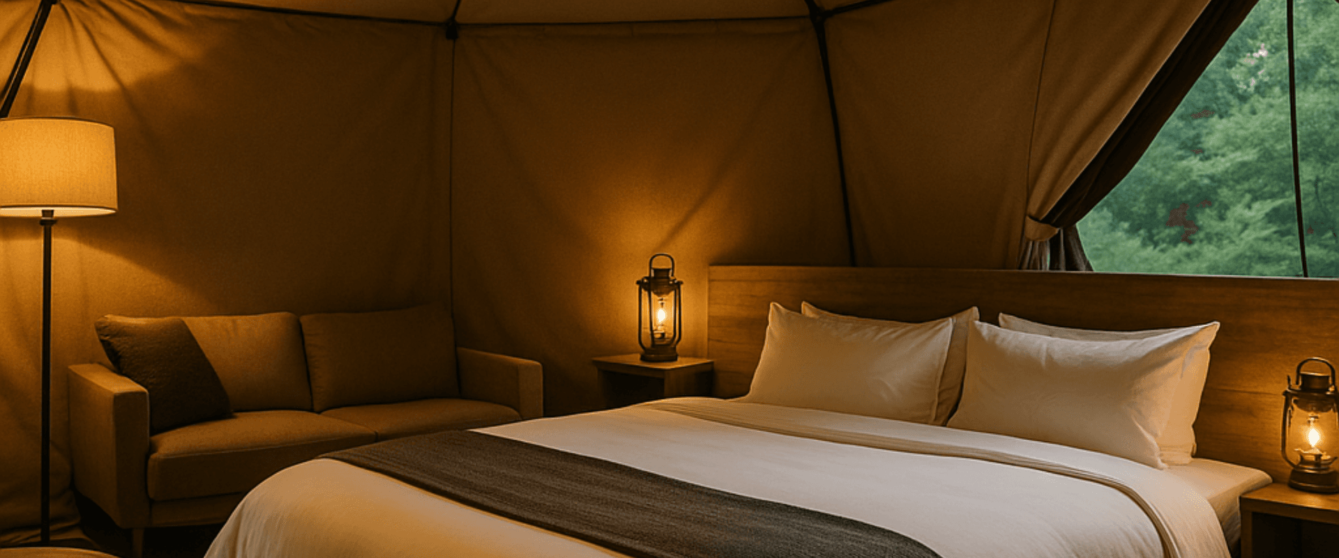 広々とした大型テントの内観